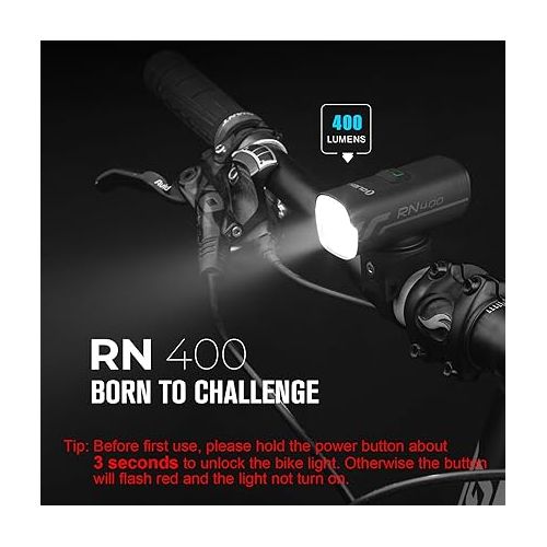  OLIGHT RN 400 LED Bike Lights, 400 Lumens USB Type-C Rechargeable Bike Front Light, IPX7 Waterproof Bike Headlight for Road Urban Cyclists Black