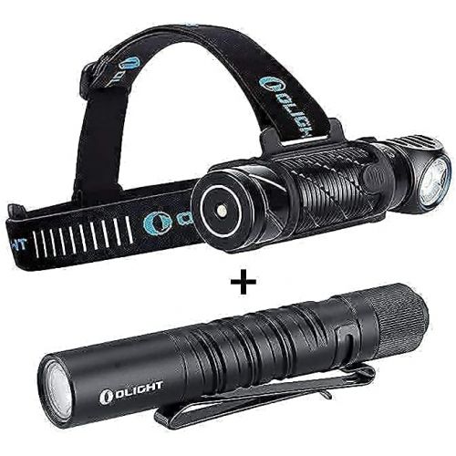  OLIGHT Perun 2 2500 Lumens Ultra-compact Rechargeable LED, Multi-functional Headlamp Bundle I3T EOS 180 Lumens Dual-Output Slim EDC Flashlight for Camping and Hiking