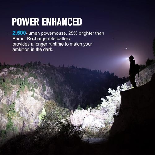  OLIGHT Perun 2 2500 Lumens Ultra-compact Rechargeable LED, Multi-functional Headlamp Bundle I3T EOS 180 Lumens Dual-Output Slim EDC Flashlight for Camping and Hiking