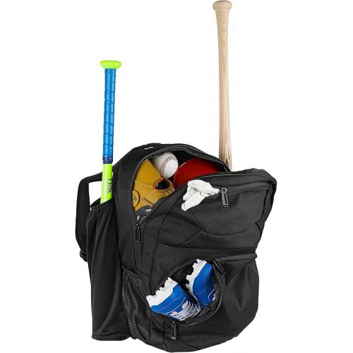  OLIVIA & AIDEN Youth Baseball Bag Backpack | 2 Bat pockets | Sports and Athletic Bag Storage for Softballs, Mitts, Helmets, Gloves, Cleats, Hats | Bat Bag Sports Equipment Travel Bag