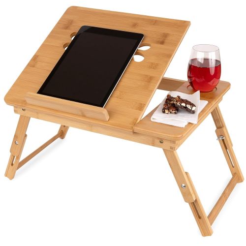  OLIVIA & AIDEN Olivia & Aiden Bed Tray Table and Laptop Desk (Bamboo) Tilting Surface for Reading, Tablets, Serving, and Eating Food | Adjustable Legs | Kids, Adults