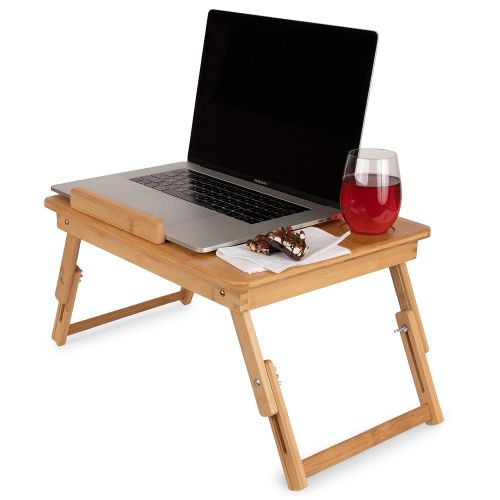  OLIVIA & AIDEN Olivia & Aiden Bed Tray Table and Laptop Desk (Bamboo) Tilting Surface for Reading, Tablets, Serving, and Eating Food | Adjustable Legs | Kids, Adults