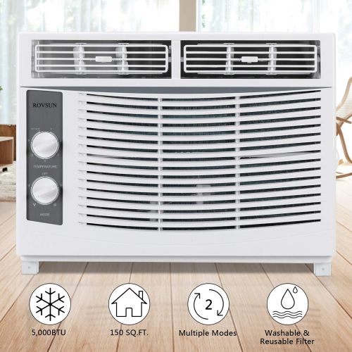  OLYM STORE 5000 BTU Window Air Conditioner, Energy Saving AC Unit with 7 Speeds, 2 Cool and Fan Settings, Washable Filter & Installation Kit Leaf Guards, 110V/60Hz, White