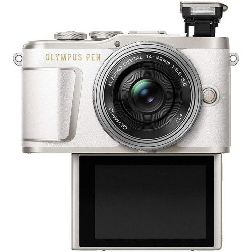  Olympus PEN E-PL9 Kit with 14-42mm EZ Lens, Camera Bag, and Memory Card (Pearl White)