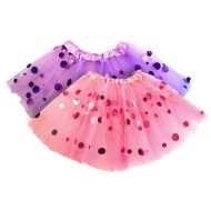 OLYPHAN Polka Dot Tutu for Girls  Glitter Pink & Purple Set - 2 Tulle Tutus Skirt  Birthday Gift, Ballet, Dress Up, Princess Party