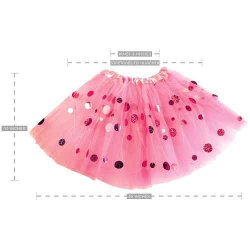  OLYPHAN Polka Dot Tutu for Girls  Glitter Pink & Purple Set - 2 Tulle Tutus Skirt  Birthday Gift, Ballet, Dress Up, Princess Party