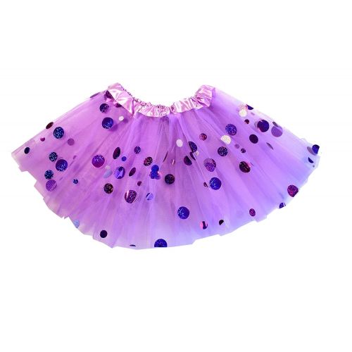  OLYPHAN Polka Dot Tutu for Girls  Glitter Pink & Purple Set - 2 Tulle Tutus Skirt  Birthday Gift, Ballet, Dress Up, Princess Party