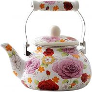 [아마존베스트]OLYTARU Enamel Teapot floral,Large Porcelain Enameled Teakettle,Colorful Hot Water Tea Kettle pot for Stovetop,Small Retro Classic Design (2.4L, floral)