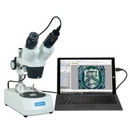 OMAX 20X-40X-80X Binocular Stereo Student Microscope w Dual Lights, 5MP Camera