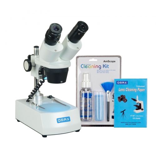  OMAX 10X-30X Binocular Cordless Stereo Microscope Dual LED Lights+Cleanin