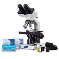 [아마존베스트]Awarded 2018 Best Compound Microscope - OMAX 40X-2000X Lab LED Binocular Microscope with Double Layer Mechanical Stage w Blank Slides Covers and Lens Cleaning Paper