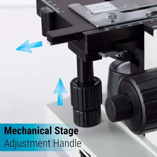  OMAX 40X-2000X LED Binocular Compound Lab Microscope w/ Double Layer Mechanical Stage + Blank Slides, Cover Slips, & Lens Cleaning Paper, M82ES-SC100-LP100