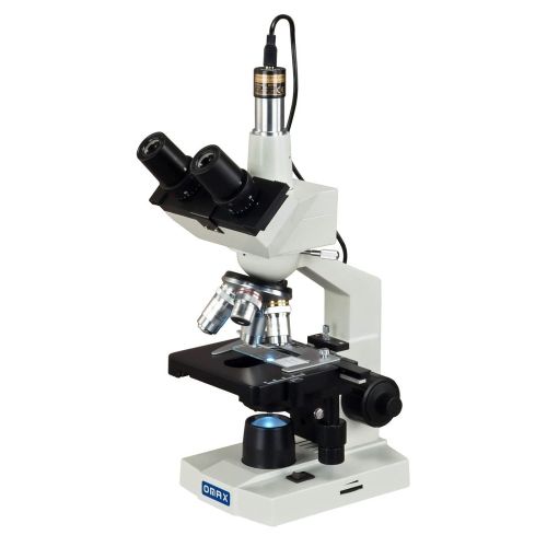  [아마존베스트]OMAX 40X-2500X Digital Lab Trinocular Compound LED Microscope with USB Digital Camera and Double Layer Mechanical Stage (M83EZ-C02)