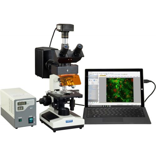  [아마존베스트]OMAX 40X-2500X 18MP USB 3.0 Digital EPI-Fluorescence Trinocular Compound Biological Lab Microscope