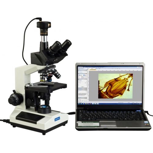  [아마존베스트]OMAX 40X-2000X Compound Trinocular Replaceable LED Microscope with 10MP USB Camera