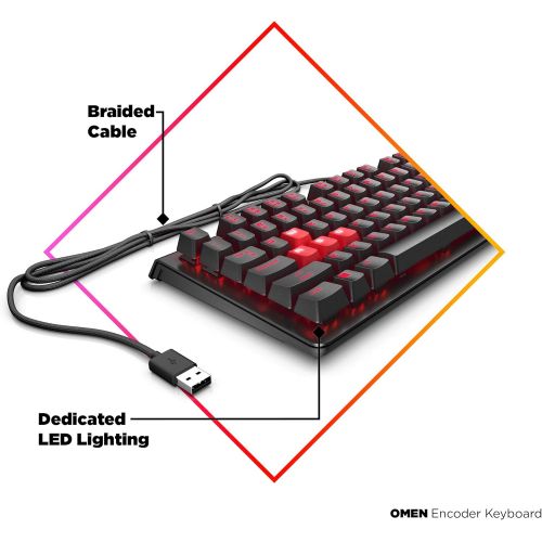  HP OMEN Encoder Customizable Mechanical Gaming Keyboard with Cherry MX Brown keys, Full N-Key Rollover, LED Backlit, USB (6YW75AA) (6YW75AA#ABA)