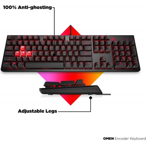  HP OMEN Encoder Customizable Mechanical Gaming Keyboard with Cherry MX Brown keys, Full N-Key Rollover, LED Backlit, USB (6YW75AA) (6YW75AA#ABA)