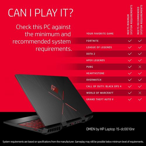  OMEN by HP 15.6-inch Gaming Laptop, i5-8300H Processor, GeForce GTX 1050Ti 4GB, FHD IPS Thin Display, 12GB 2666MHz RAM, 1TB HDD & 128GB PCIE SSD, Windows 10 (15-dc0010nr, Black), M