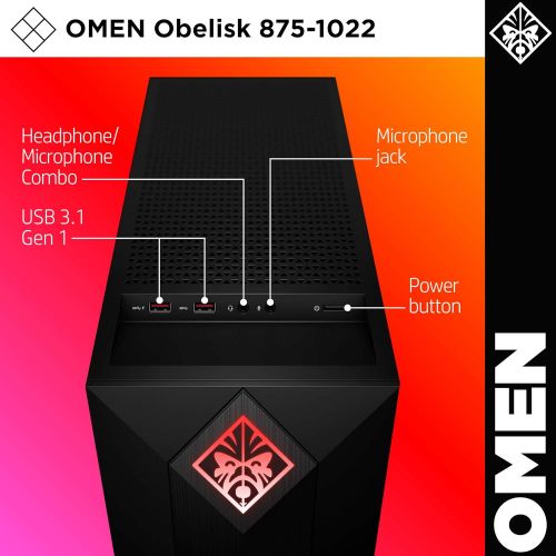  Omen by HP Obelisk Gaming Desktop Computer, Intel Core i9-9900K Processor, NVIDIA GeForce RTX 2080 Ti 11 GB, HyperX 16 GB RAM, 1 TB SSD, VR Ready, Windows 10 Home (875-1022, Black)