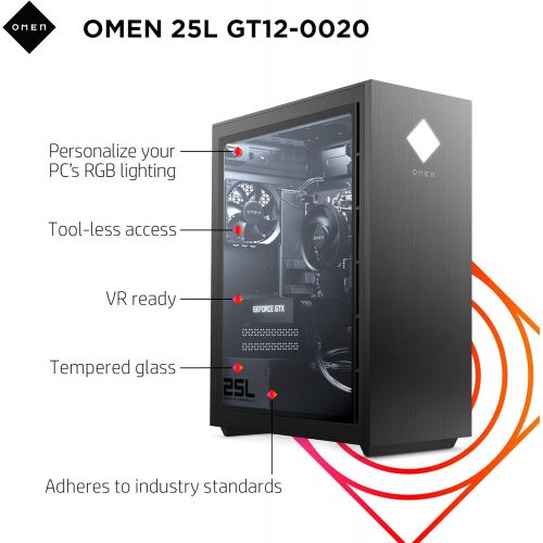  OMEN 25L Gaming Desktop PC, NVIDIA GeForce GTX 1660 Super, 10th Generation Intel Core i5-10400F Processor, HyperX 8 GB RAM, 512 GB SSD, Windows 10 Home (GT12-0020, 2020)