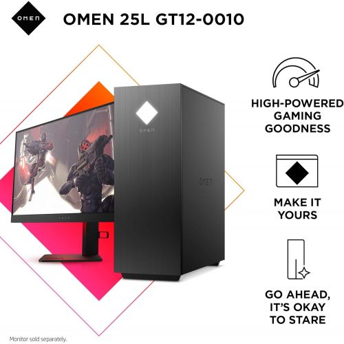 에이치피 HP OMEN 25L Gaming Desktop PC, AMD Radeon RX 5500, AMD Ryzen 5 3500, HyperX 8GB DDR4 RAM, 512GB PCIe NVMe SSD, Windows 10 Home, VR Ready, RGB Lighting (GT12-0010, 2020 Model)