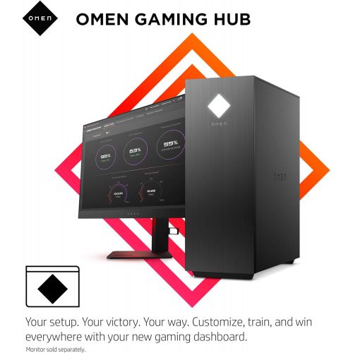 에이치피 HP OMEN 25L Gaming Desktop PC, AMD Radeon RX 5500, AMD Ryzen 5 3500, HyperX 8GB DDR4 RAM, 512GB PCIe NVMe SSD, Windows 10 Home, VR Ready, RGB Lighting (GT12-0010, 2020 Model)