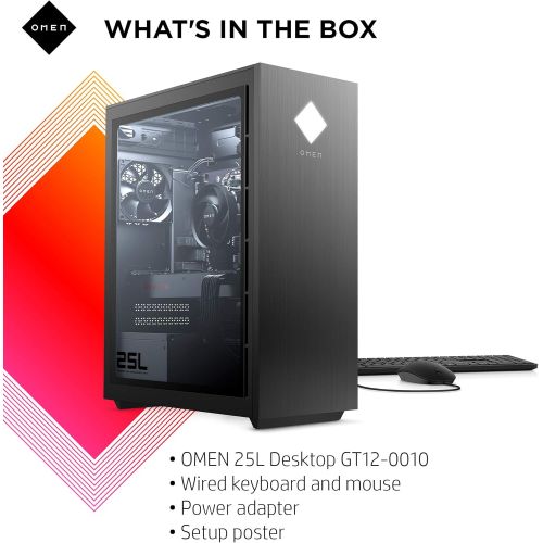 에이치피 HP OMEN 25L Gaming Desktop PC, AMD Radeon RX 5500, AMD Ryzen 5 3500, HyperX 8GB DDR4 RAM, 512GB PCIe NVMe SSD, Windows 10 Home, VR Ready, RGB Lighting (GT12-0010, 2020 Model)