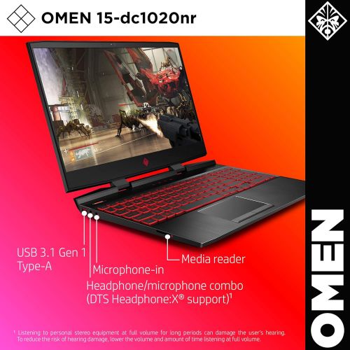 에이치피 Omen by HP 2019 15-Inch Gaming Laptop, Intel i7-9750H Processor, NVIDIA GTX 1660Ti (6 GB), 8 GB RAM, 256 GB SSD, VR Ready, Windows 10 Home (15-dc1020nr, Black)