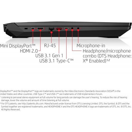 에이치피 OMEN by HP 17-inch Gaming Laptop w 144Hz Anti-Glare G-Sync Display, i7-8750H, GeForce GTX 1060 6 GB, 16GB 2666MHz RAM, 1TB HDD & 128 GB PCIE SSD, Windows 10 Home (17-an120nr, Blac