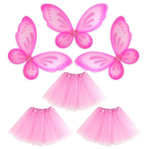 OMGGG! Girls Fairy Angel Wings Princess Butterfly Ballet Sparkle Tutu Birthday 3 Pack