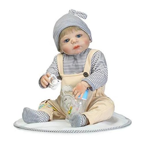  NPK Realistic Reborn Baby Dolls Boy Silicone Full Body 22 Inches Cute Newborn Doll Anatomically Correct