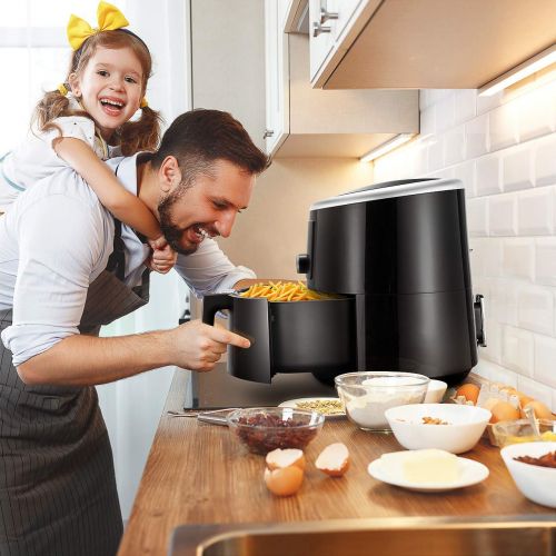  OMORC Hot Air Fryer 5.5 L Airfryer XXL 1800 W 8 in 1 Aerofryer Digital Touch Display Healthy Hot Air Fryer 80% Less Fat Without Oil Free Recipe Book Black