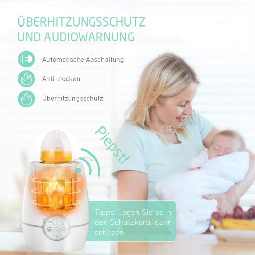  OMORC Babykost- und Flaeschchenwaermer, 3-in-1 Babykostwaerme mit LED Display 2000W schnelle Erwaermung flaschenwaermer baby fuer Schnelle Aufheizung, Desinfektion, Waermehaltung-Weiss