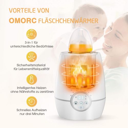  OMORC Babykost- und Flaeschchenwaermer, 3-in-1 Babykostwaerme mit LED Display 2000W schnelle Erwaermung flaschenwaermer baby fuer Schnelle Aufheizung, Desinfektion, Waermehaltung-Weiss