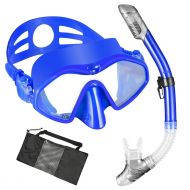 OMORC Schnorchelset, Schnorcheln Set Erwachsene mit Anti-Fog wasserdichte gehartetem Glas Snorkel Set Taucherbrille mit Dry Snorkel Tauchmaske fuer Kinder Erwachsene