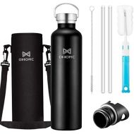 [아마존 핫딜] [아마존핫딜]OMORC 316 Stainless Steel Sports Water Bottle-20oz,34oz, Double Wall Vacuum Insulated Water Bottle,Stay Cold for 48 Hrs,Hot for 24 Hrs, Straw and 2 Lids, Wide Mouth,Thermo Travel M