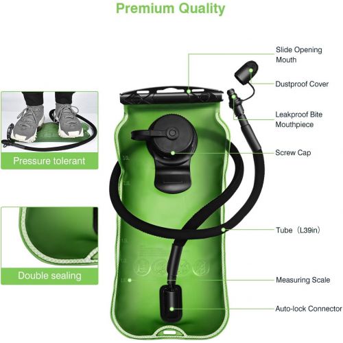  [아마존베스트]Homitt 3L Hydration Bladder, BPA Free Military Class Water Reservoir,Leakproof Hydration Bladder with Wide Opening Self-Locking Valve for Hiking Walking Biking Climbing Cycling Run