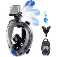 [아마존베스트]OMORC Diving Mask, 180°Panoramic View Foldable Snorkel Mask, Full Face Snorkel Mask with Breathing System and Detachable Camera Mount, Anti-Fog&Anti-Leak, Snorkel Set for Adults &Y