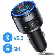 OMORC FM Transmitter Auto Bluetooth, 2019 Upgraded Bluetooth FM Transmitter Unterstuetzt Bluetooth V5.0 / QC 3.0, Kfz Radio Adapter fuer Auto Freisprecheinrichtung mit 2 USB Ports/LE