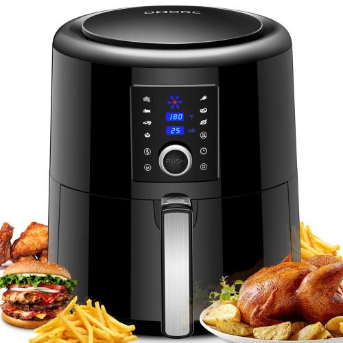  OMORC Air Fryer XL, 5.8QT Airfryer Oven Oilless Cooker with Hot Air Circulation Tech for Fast Healthier Food, 7 Cooking Presets and Heat Preservation Function - LCD Touch Screen (R