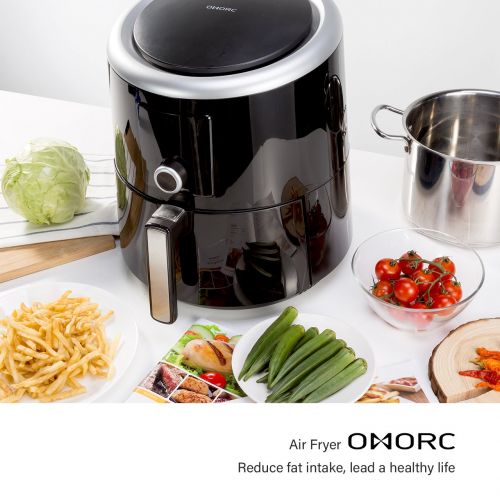  OMORC Air Fryer XL, 5.8QT Airfryer Oven Oilless Cooker with Hot Air Circulation Tech for Fast Healthier Food, 7 Cooking Presets and Heat Preservation Function - LCD Touch Screen (R