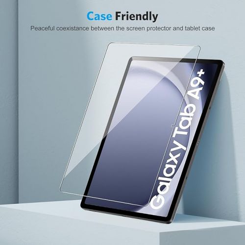  OMOTON Screen Protector for Samsung Galaxy Tab A9 Plus 5G Tablet, [2 Pack] /Case Friendly/Tempered Glass (11 Inch, 2023 Released), Not for Tab A9