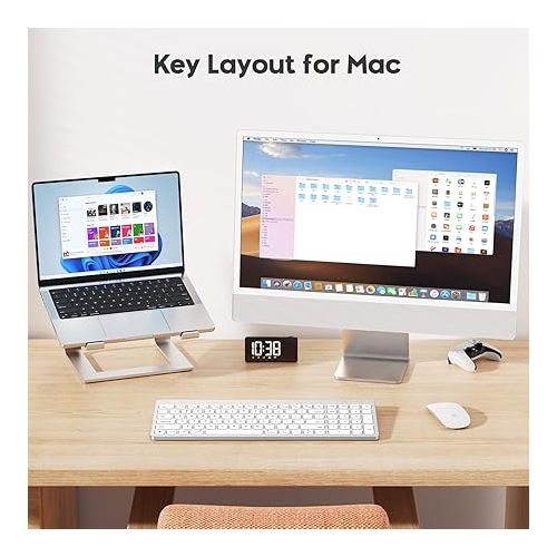  OMOTON Bluetooth Keyboard for Mac, Sleek Design, Quiet Typing, Wireless Keyboard with Numeric Keypad for MacBook Pro/Air, iMac, iMac Pro, Mac Mini, Mac Pro Laptop and PC (Silver)