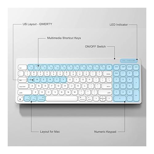  OMOTON Bluetooth Keyboard for Mac, Sleek Design, Quiet Typing, Wireless Keyboard with Numeric Keypad for MacBook Pro/Air, iMac, iMac Pro, Mac Mini, Mac Pro Laptop and PC (Silver)