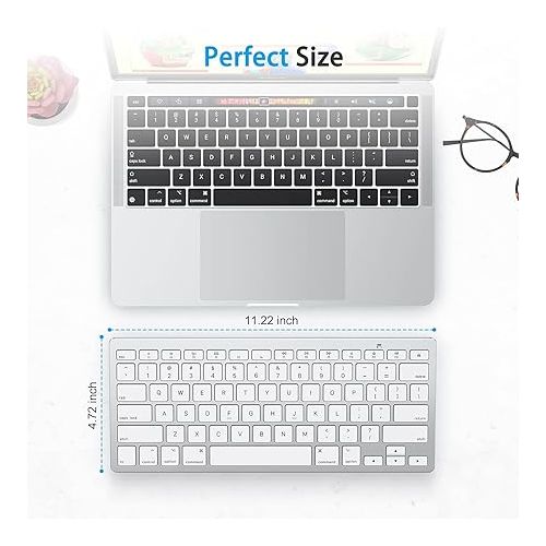  OMOTON Bluetooth Keyboard for Mac, Compact Wireless Keyboard Compatible with MacBook Pro/Air, iMac, iMac Pro, Mac Mini, Mac Pro Laptop and PC (Silver)