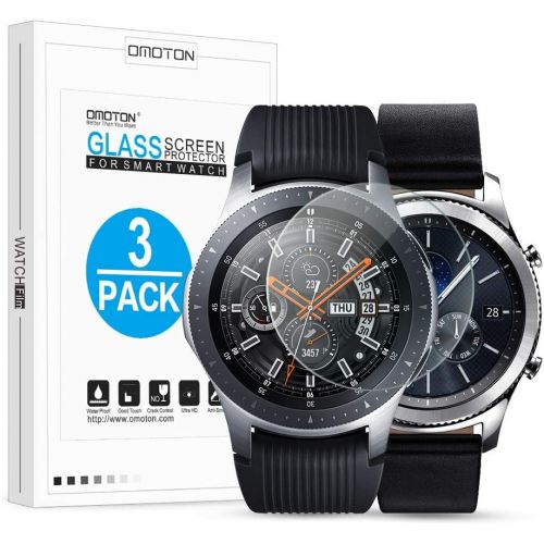  [아마존베스트]OMOTON Tempered Glass Screen Protector Compatible Samsung Gear S3 / Galaxy Watch 46mm [3 Pack]