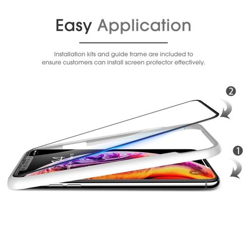  [아마존 핫딜]  [아마존핫딜]OMOTON [2 Stueck] Panzerglas Schutzfolie fuer iPhone XR (6.1 Zoll), mit Schablone, volle Bedeckung, Anti- Kratzer, Blaschenfrei, 9H Harte, HD-Klar, [3D Runde Kante]-Schwarz