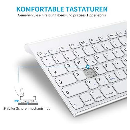  [아마존베스트]OMOTON aufladbare Bluetooth Tastatur fuer iPad, Tastatur Kabellos fuer iPad 10.2 (8. Generation) 2020/iPad 10.2 2019, iPad Air 4/3/2/1, iPad Pro 11/12.9 (2018/2020), iPad Mini, Weiss