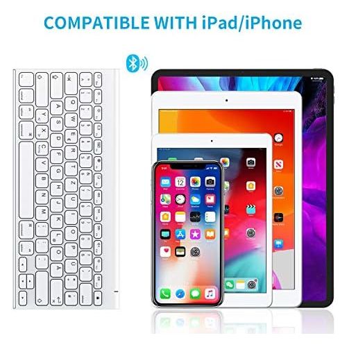  [아마존베스트]OMOTON aufladbare Bluetooth Tastatur fuer iPad, Tastatur Kabellos fuer iPad 10.2 (8. Generation) 2020/iPad 10.2 2019, iPad Air 4/3/2/1, iPad Pro 11/12.9 (2018/2020), iPad Mini, Weiss