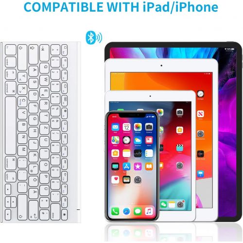  [아마존베스트]OMOTON aufladbare Bluetooth Tastatur fuer iPad, Tastatur Kabellos fuer iPad 10.2 (8. Generation) 2020/iPad 10.2 2019, iPad Air 4/3/2/1, iPad Pro 11/12.9 (2018/2020), iPad Mini, Weiss